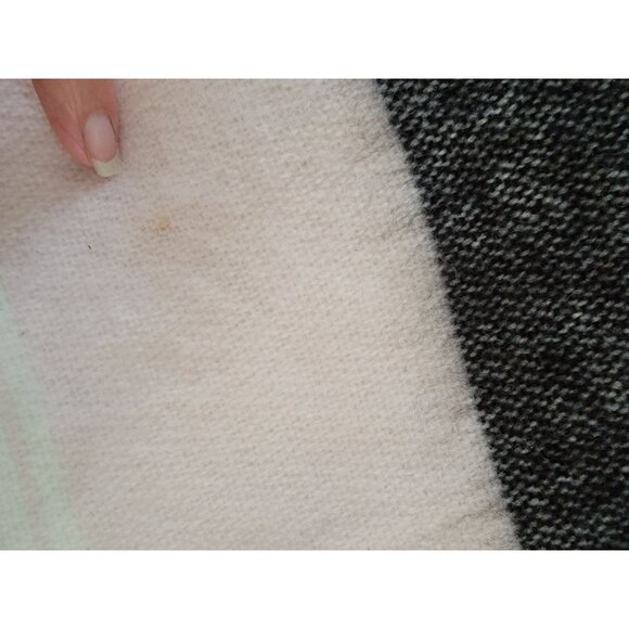 Calvin Klein Striped Acrylic Scarf With Fringe Detail In Plum Black & White - Picture 4 of 7